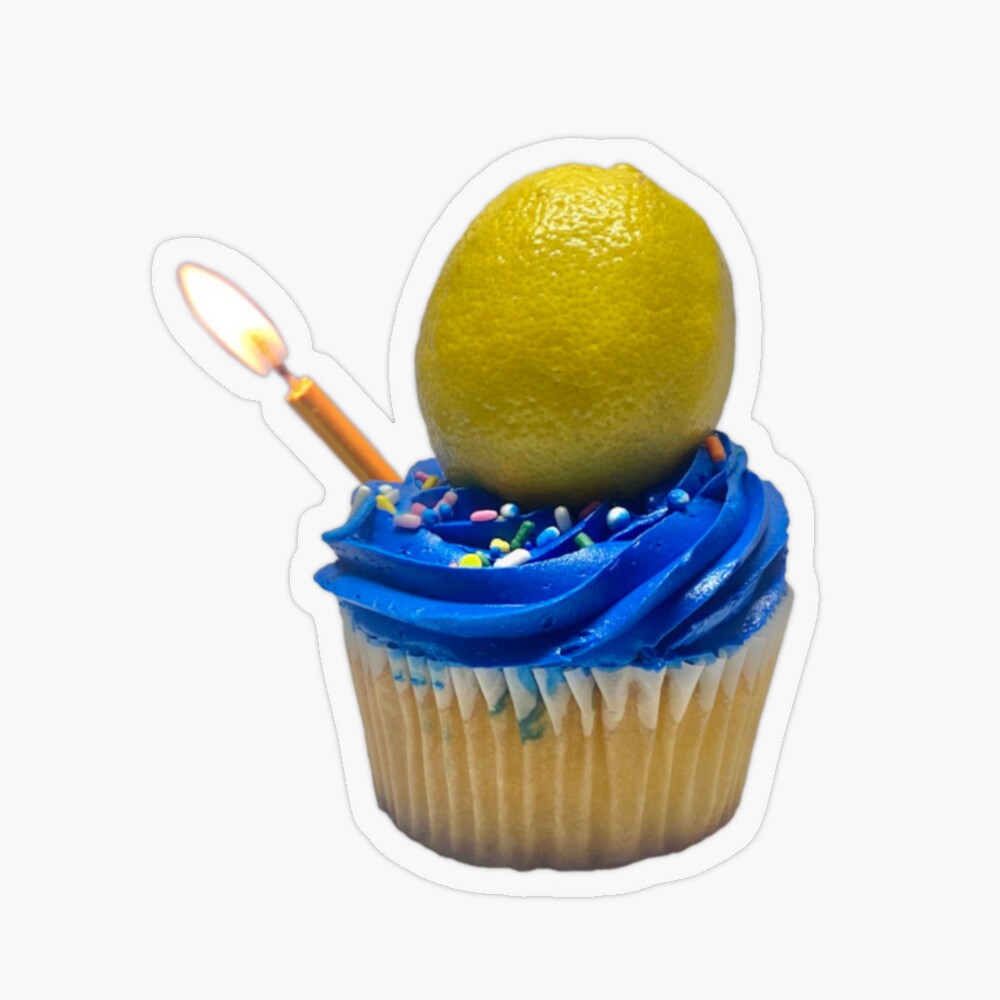 Blue Lemon Cupcake Sticker available on Redbubble