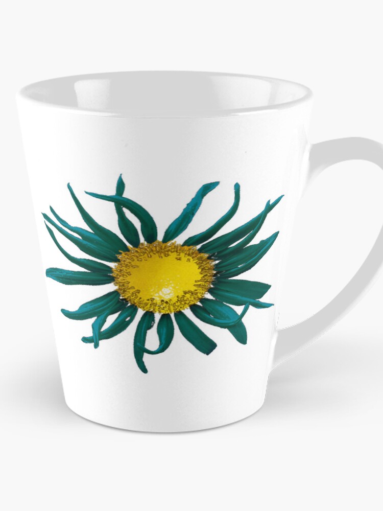Teal Lemondala lemon sunflower mug available on Redbubble