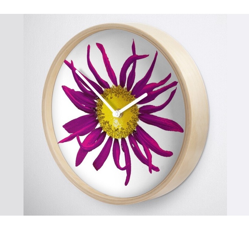 Bright Pink lemon sunflower clock