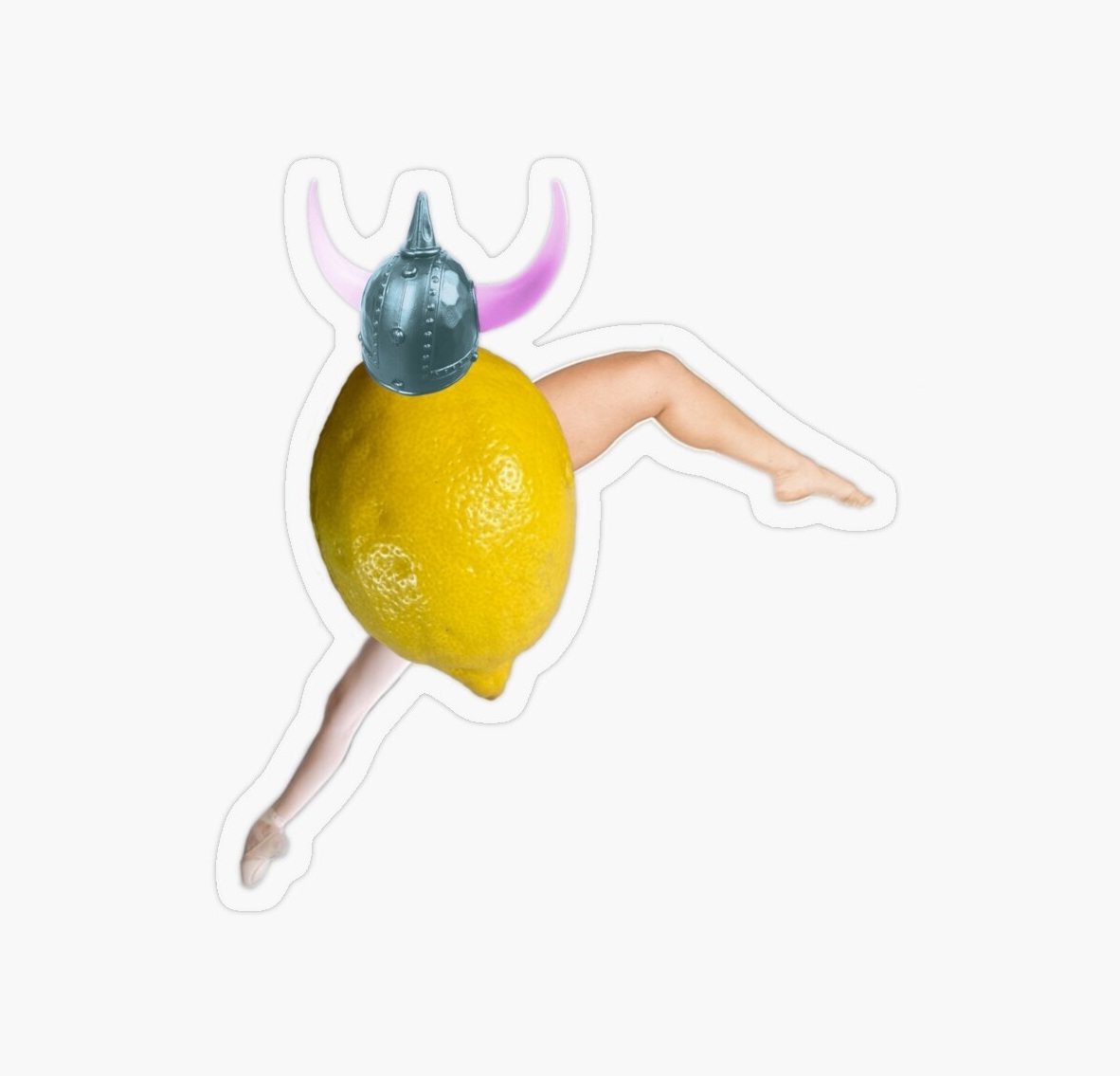 Viking Helmet Lemon Dancer sticker available on Redbubble