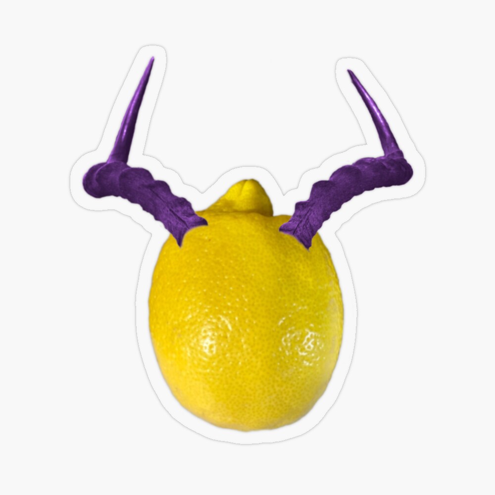 Lemon with purple horns or antlers