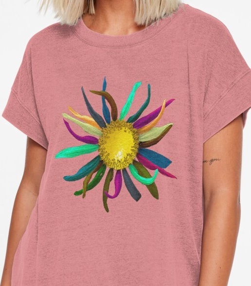 Multicolored Lemon Sunflower shirt available on RedBubble