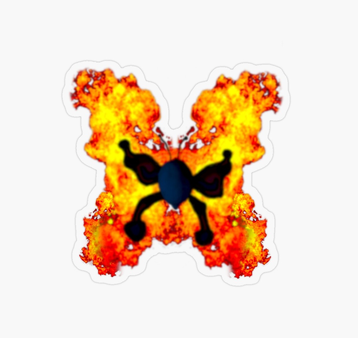 Flaming Butterfly sticker available on Redbubble