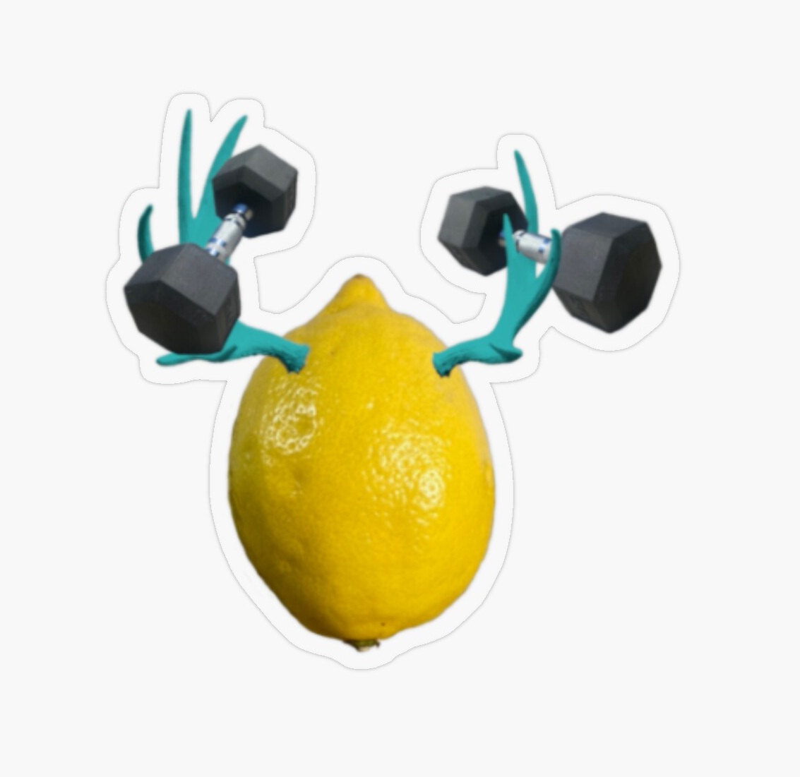 Aqua Horns with Dumbbells sticker available on Redbubble