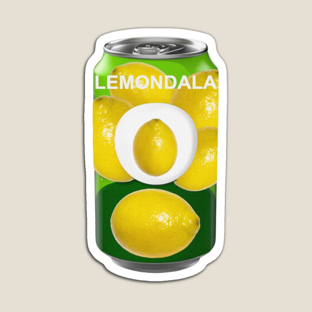 Canned lemon jucie pop art magnet available on Redbubble