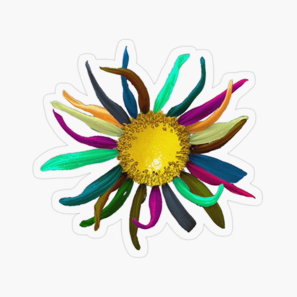 Multicolored Lemon Sunflower sticker available on Redbubble